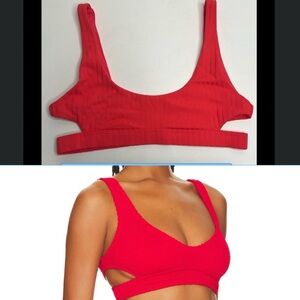 Bond-eye Australia hot coral pink bikini top with cut outs medium
